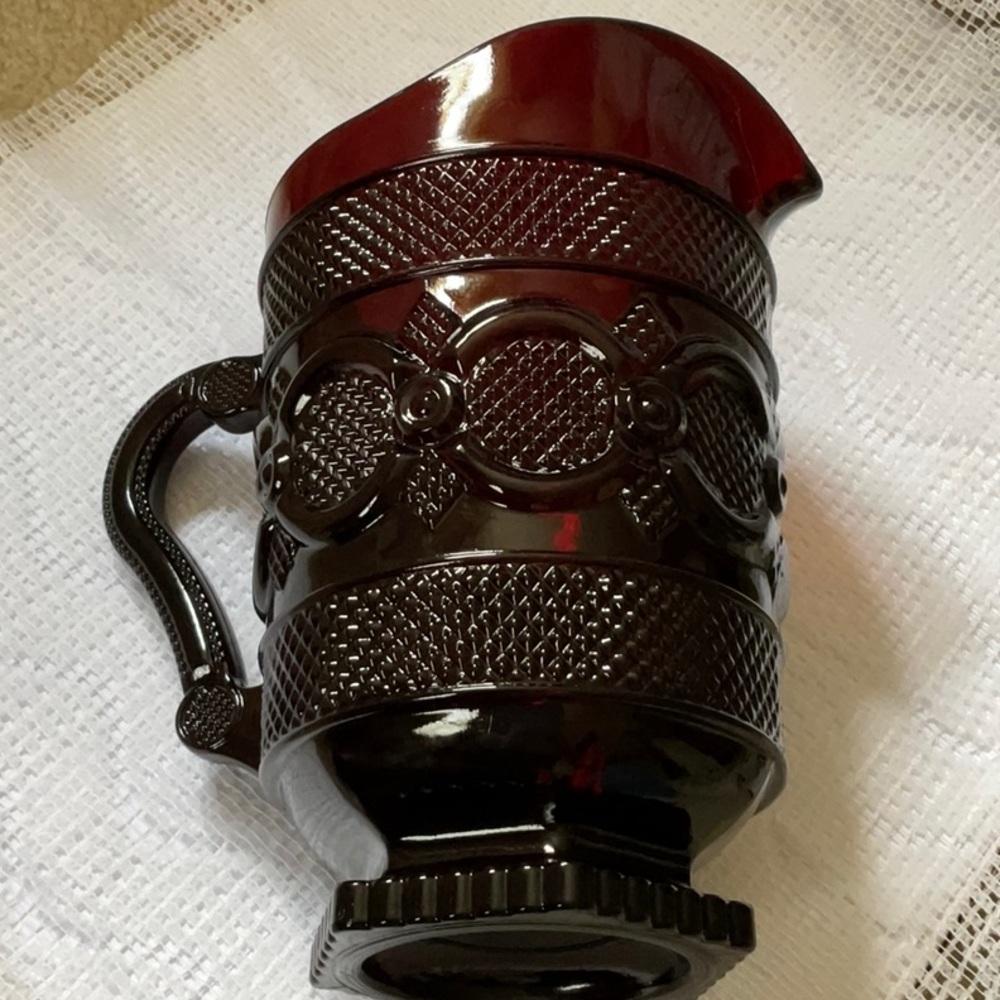 Vintage Avon Ruby Red Cape Cod Glass Pitcher
